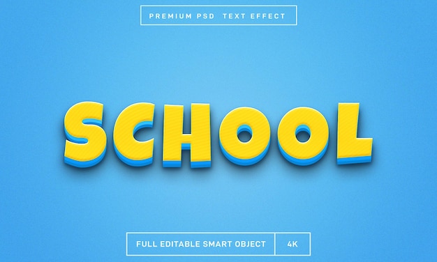 Modello di effetto stile testo 3d scuola psd premium