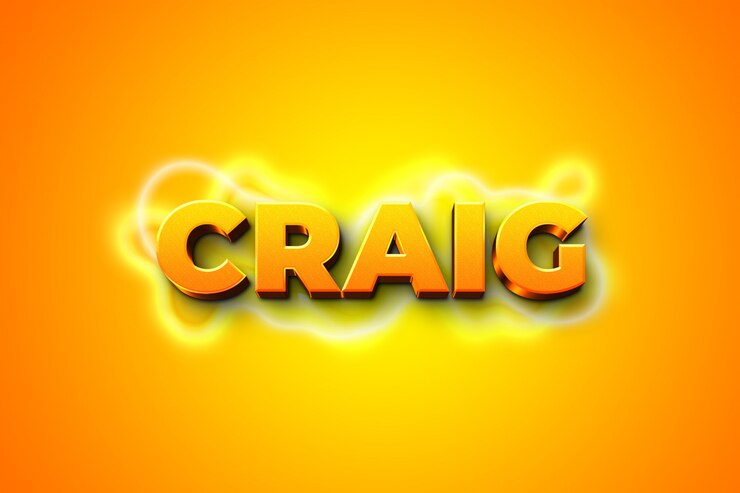 PSD modello di effetto stile testo arancione craig 3d