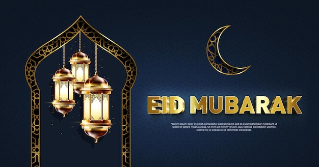 Modello di effetto testo 3D Eid Mubarak