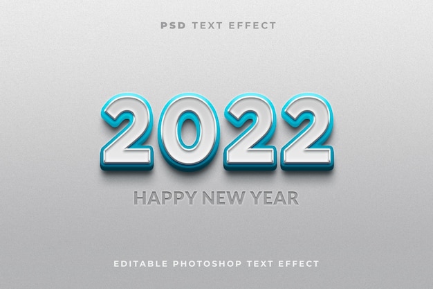 Modello di effetto testo 3D felice anno nuovo 2022
