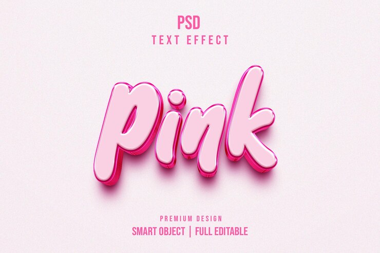 Modello di effetto testo 3D modificabile rosa