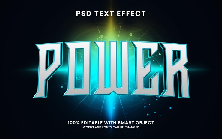 PSD modello di effetto testo 3d power