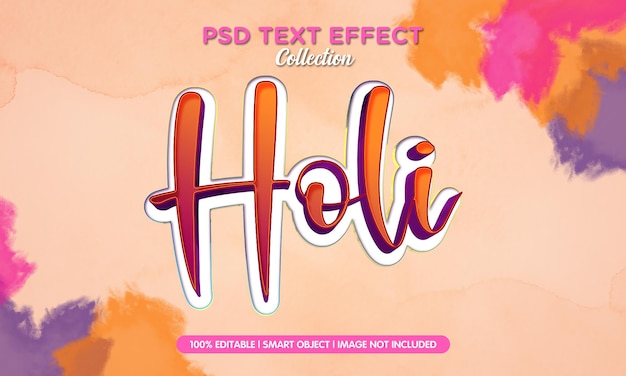 Modello di effetto testo Holi psd