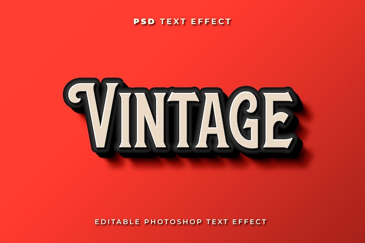 PSD modello di effetto testo vintage 3d con sfondo rosso