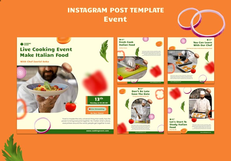 PSD modello di evento cuoco design piatto
