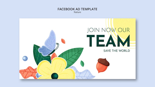 Modello di facebook della natura di salvataggio disegnato a mano