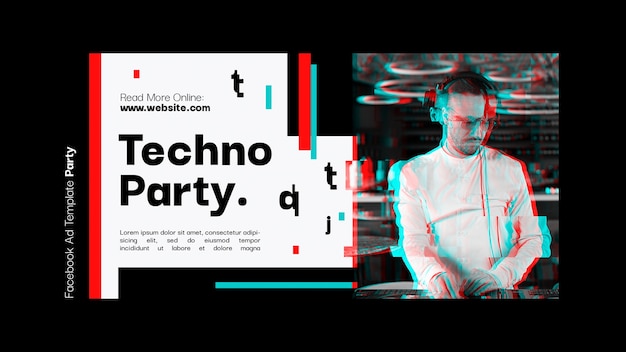 Modello di facebook glitch celebrazione festa