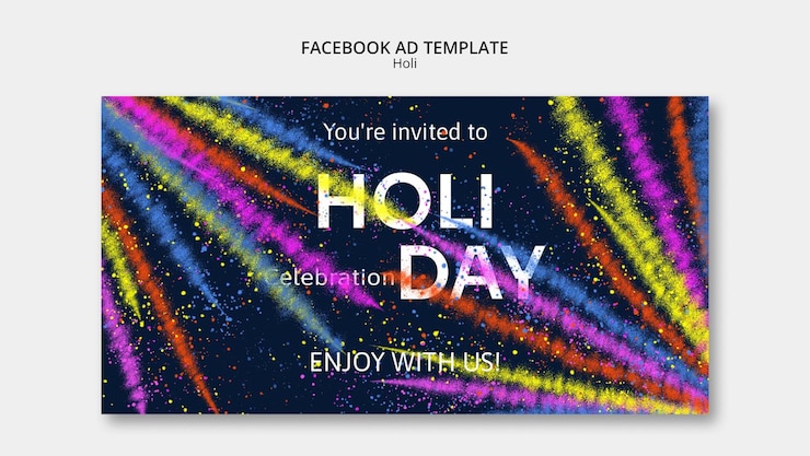 PSD modello di facebook per la celebrazione del festival di holi