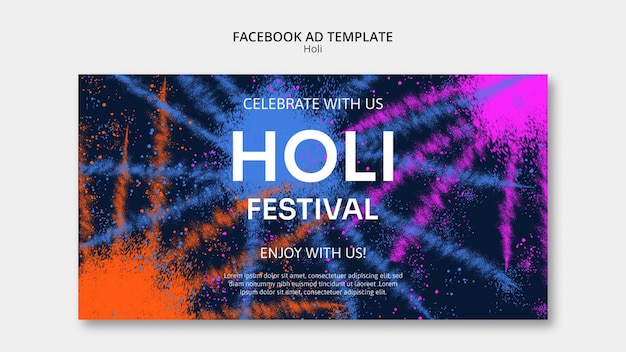 Modello di facebook per la celebrazione del festival di Holi