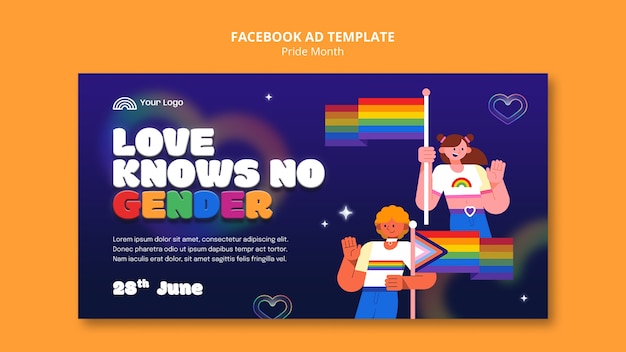 Modello di facebook per la celebrazione del mese dell'orgoglio