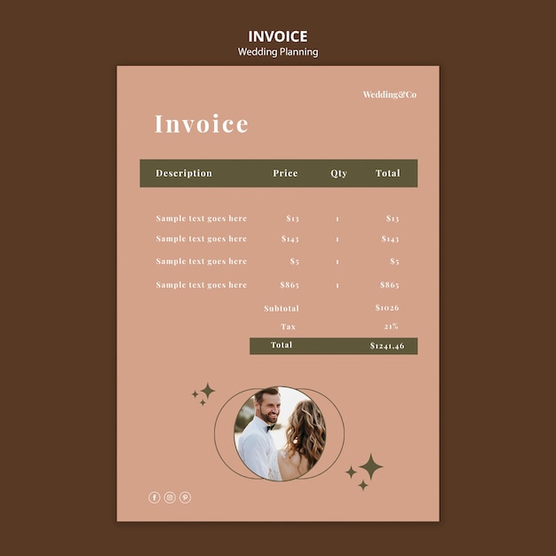 Modello di fattura per wedding planner