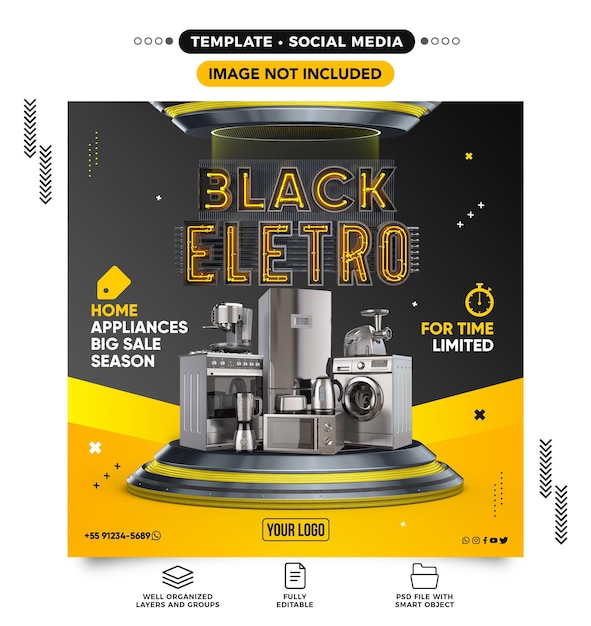 Modello di feed Social Media Black Friday Electronics
