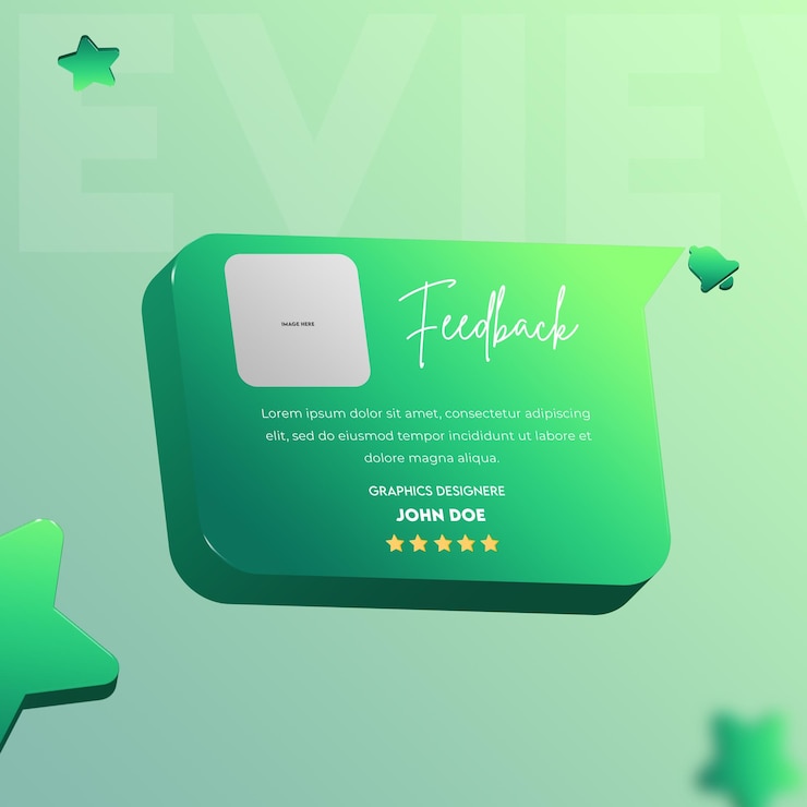 PSD modello di feedback di lasciare il cliente con rendering 3d