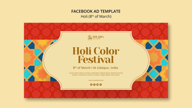 PSD modello di festival holi design piatto