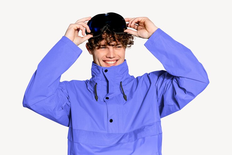 PSD modello di giacca da snowboard abbigliamento editabile moda psd