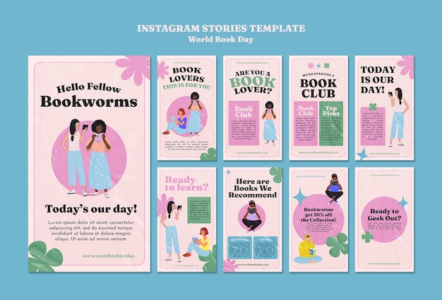 Modello di giornata mondiale del libro di design piatto