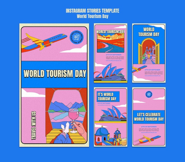 Modello di giornata mondiale del turismo di design piatto