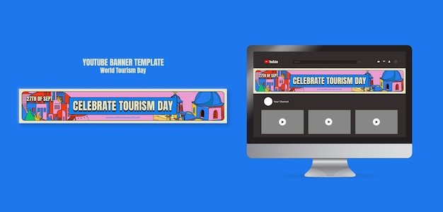 Modello di giornata mondiale del turismo di design piatto