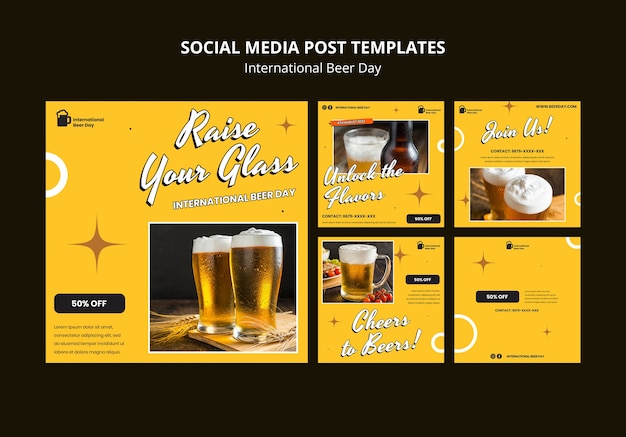 Modello di giorno della birra design piatto