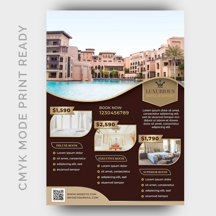 PSD modello di hotel di lusso per poster, flyer