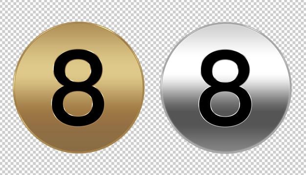 modello di icona circolo di lusso numero 8 d'argento e oro modello di progettazione di set trasparente
