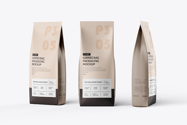 Modello di imballaggio della borsa di caffè per la presentazione