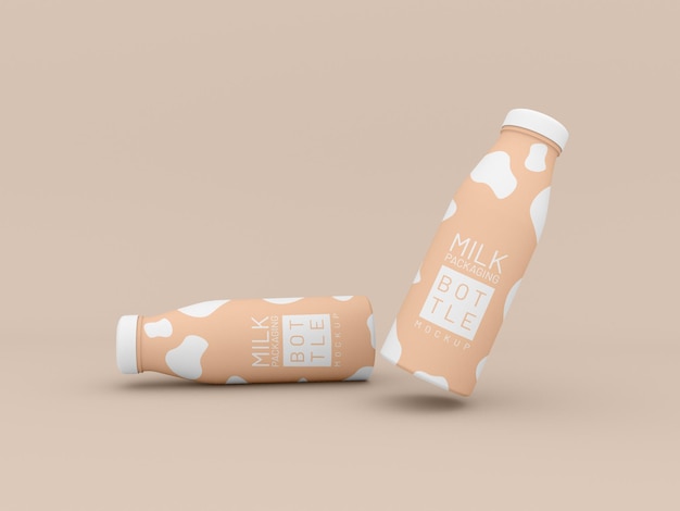 Modello di imballaggio di due bottiglie di latte