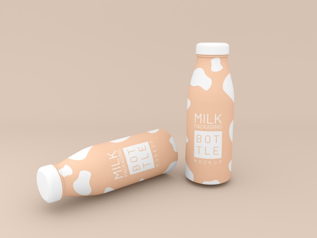 Modello di imballaggio di due bottiglie di latte