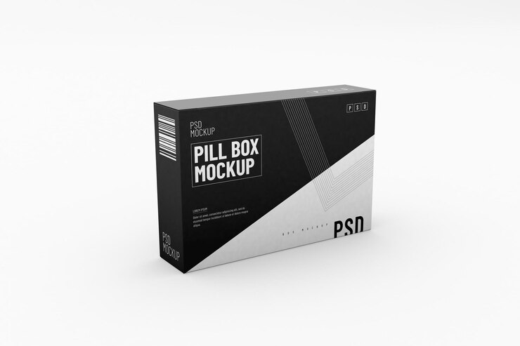 Modello di imballaggio in blister per pillole rettangolari per mockup di design del prodotto su sfondo pulito