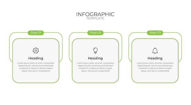 Modello di infografica aziendale in tre fasi Minimalista moderno