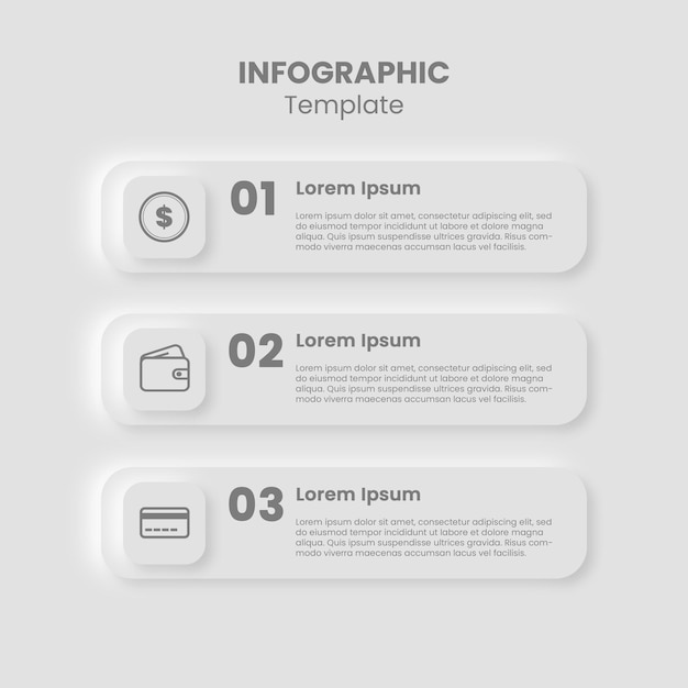 Modello di infografica finanziaria con icone di portafoglio monetario e carta di credito