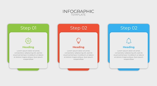 Modello di infografica Tre passi per il successo