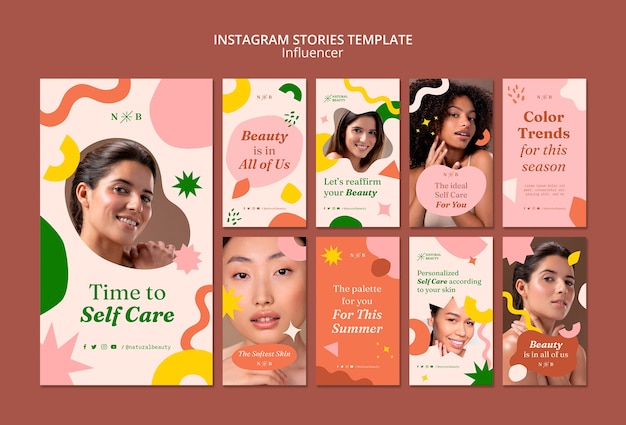 Modello di instagram influencer design piatto