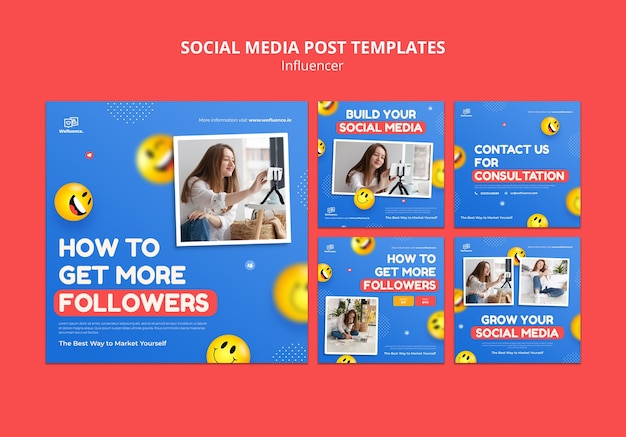 Modello di instagram influencer design piatto
