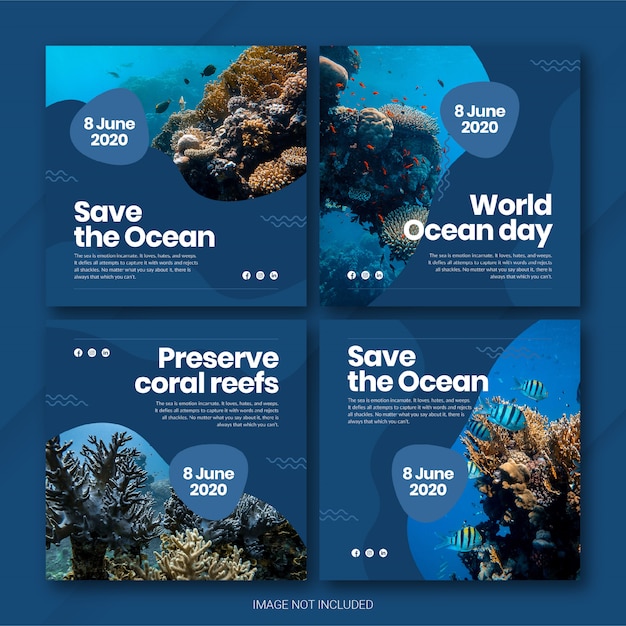 Modello di Instagram Post Bundle World Oceans Day