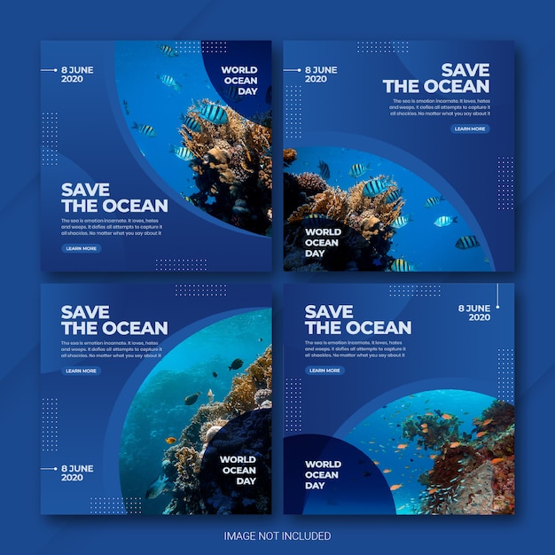 Modello di Instagram Post Bundle World Oceans Day
