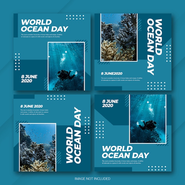 Modello di Instagram Post Bundle World Oceans Day