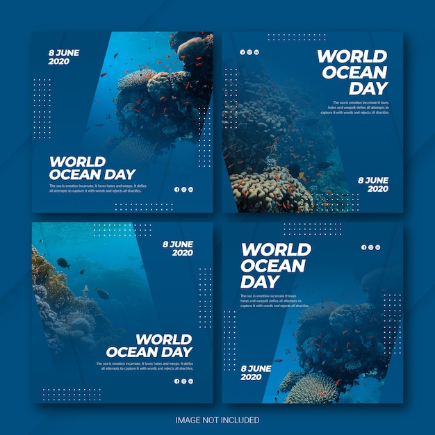 Modello di Instagram Post Bundle World Oceans Day