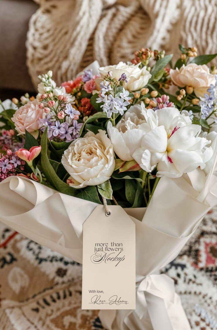 PSD modello di invito a un bouquet di fiori