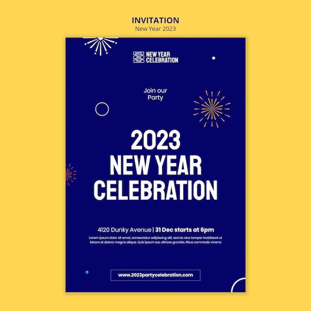 Modello di invito alla celebrazione del nuovo anno 2023