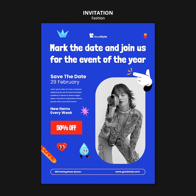 Modello di invito alla collezione di moda