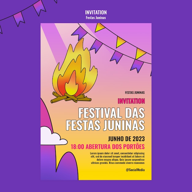Modello di invito celebrazione festas juninas
