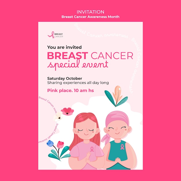 Modello di invito per il mese di consapevolezza del cancro al seno