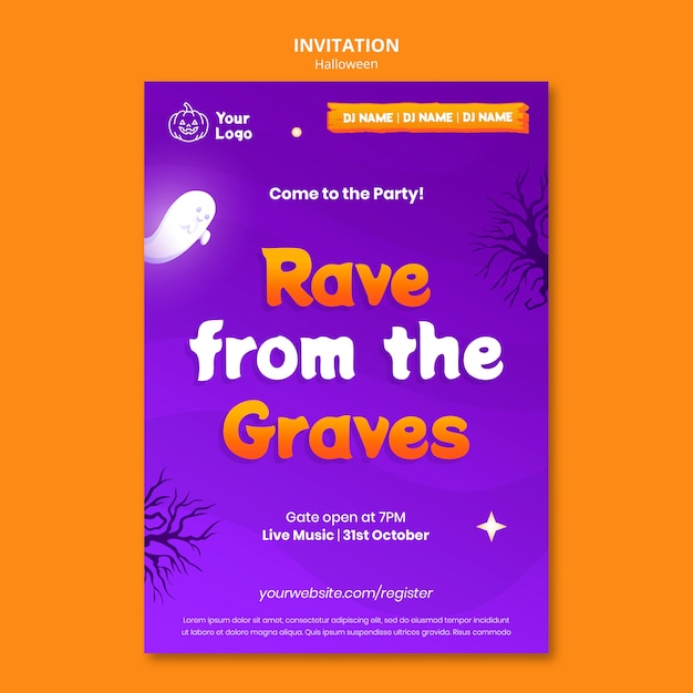 Modello di invito per la celebrazione di Halloween