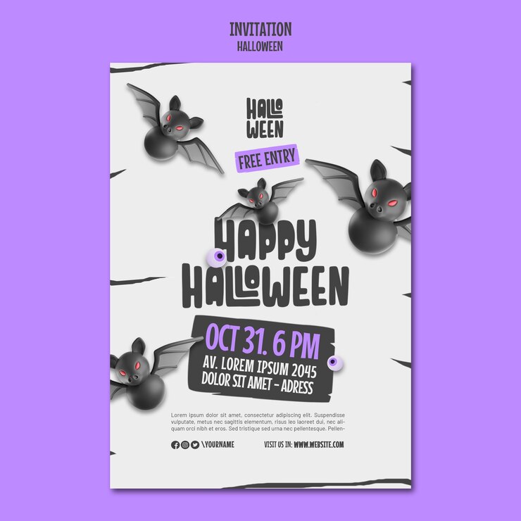 PSD modello di invito per la celebrazione di halloween