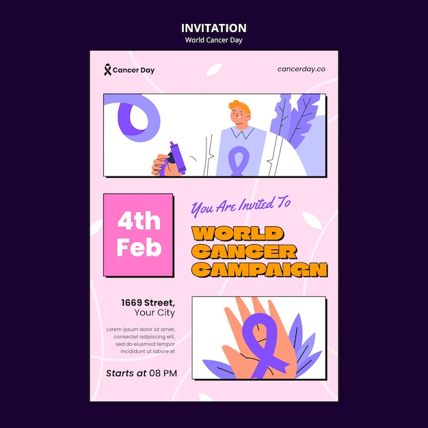Modello di invito per la Giornata Mondiale del Cancro
