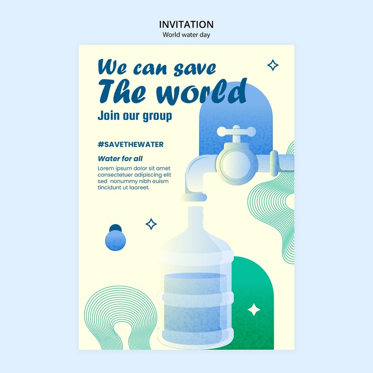 PSD modello di invito per la giornata mondiale dell'acqua