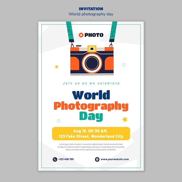 Modello di invito per la giornata mondiale della fotografia