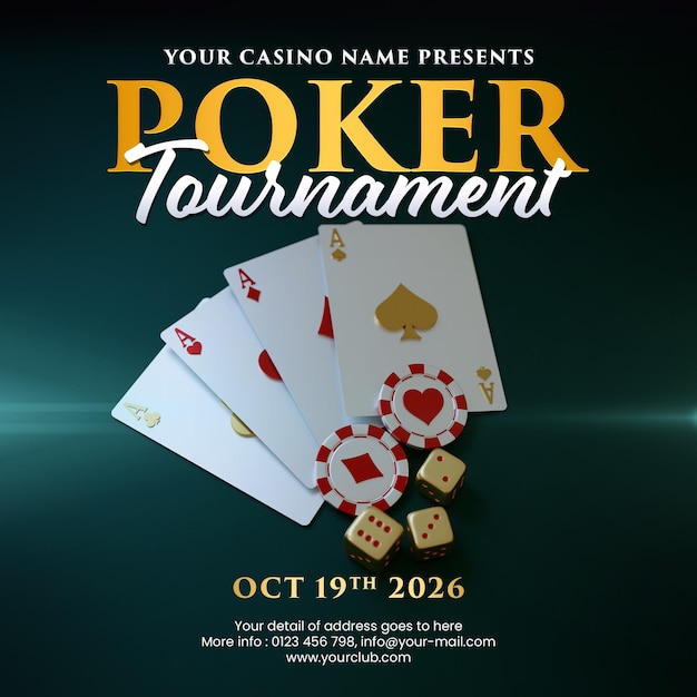 Modello di invito per post sui social media online del casinò del torneo di poker