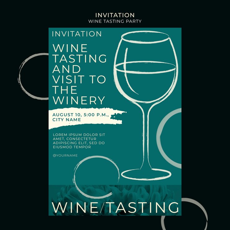 PSD modello di invito per una festa di degustazione di vini